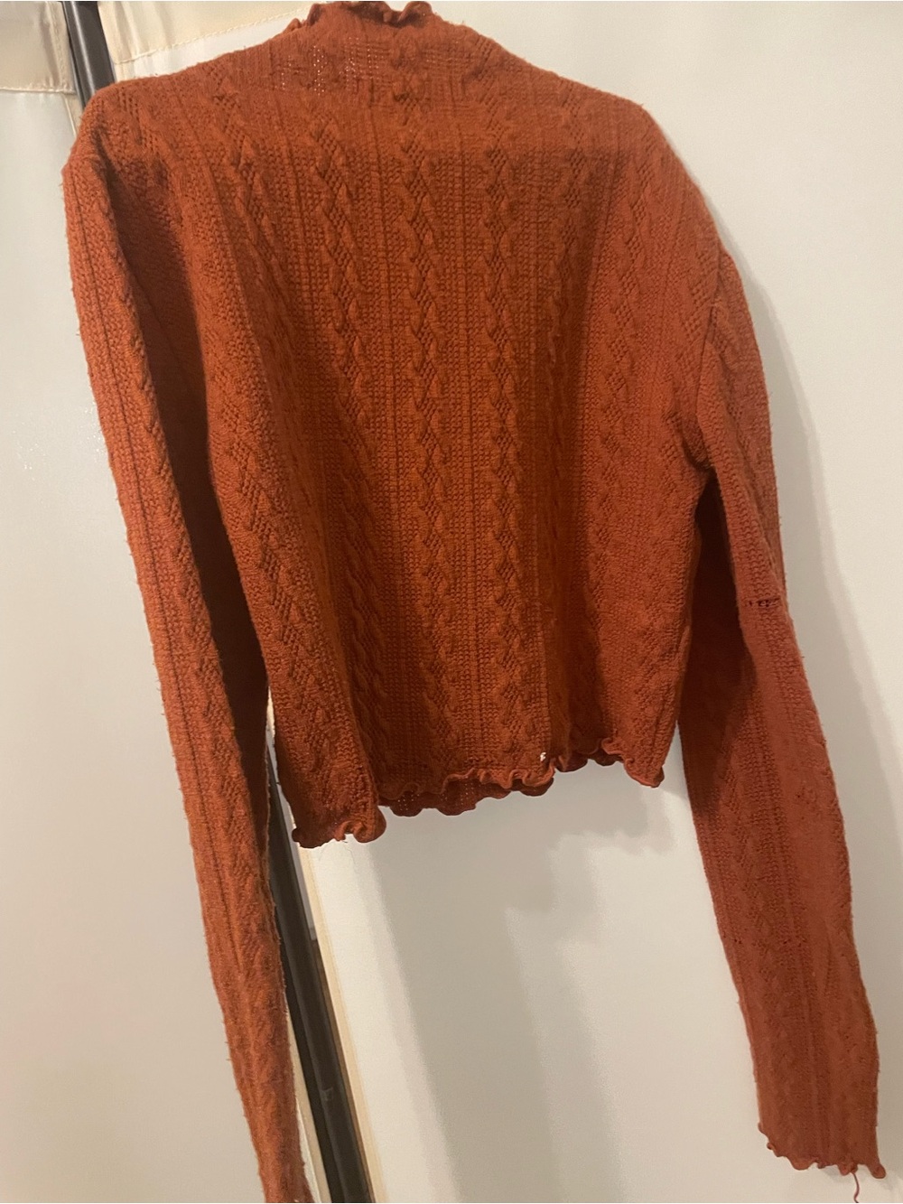 Cropped Rust Cable-Knit Women's Sweater